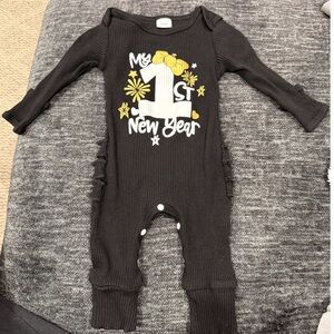 Amazon Black and Yellow My 1st New Year Bodysuit